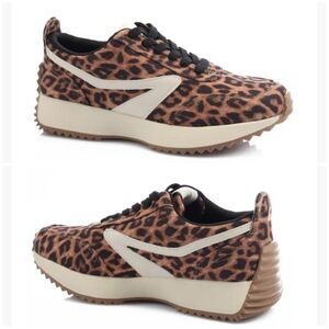 NEW Tan Leopard Print Women's Bynx Lace-Up Jogger Sneakers - 9.5 - DV Dolce Vita
